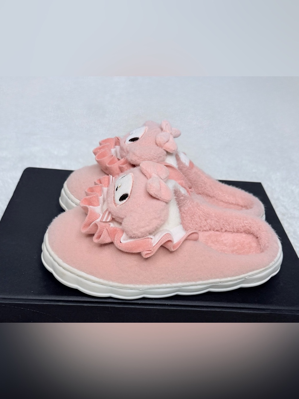 Pink Plush Ruffle Animal Slip-On Slippers - Picture 3 of 8